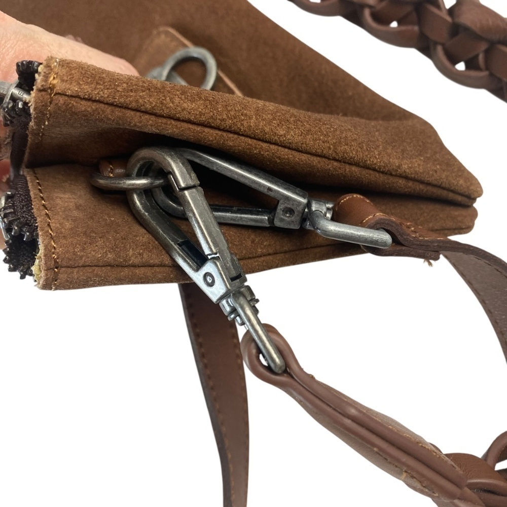 HARBOUR 2nd brown Suede Leather Crossbody Shoulder bag Double Strap Baguette - Picture 9 of 12